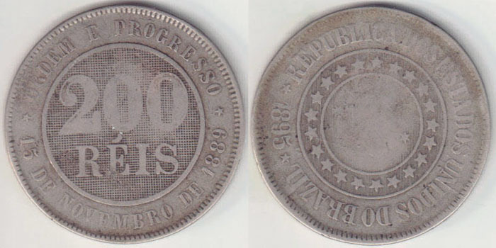1895 Brazil 200 Reis (die turn) A005189